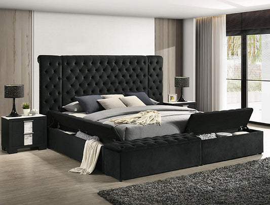 LILIANA BLACK BED WITH STORAGE Crown Mark