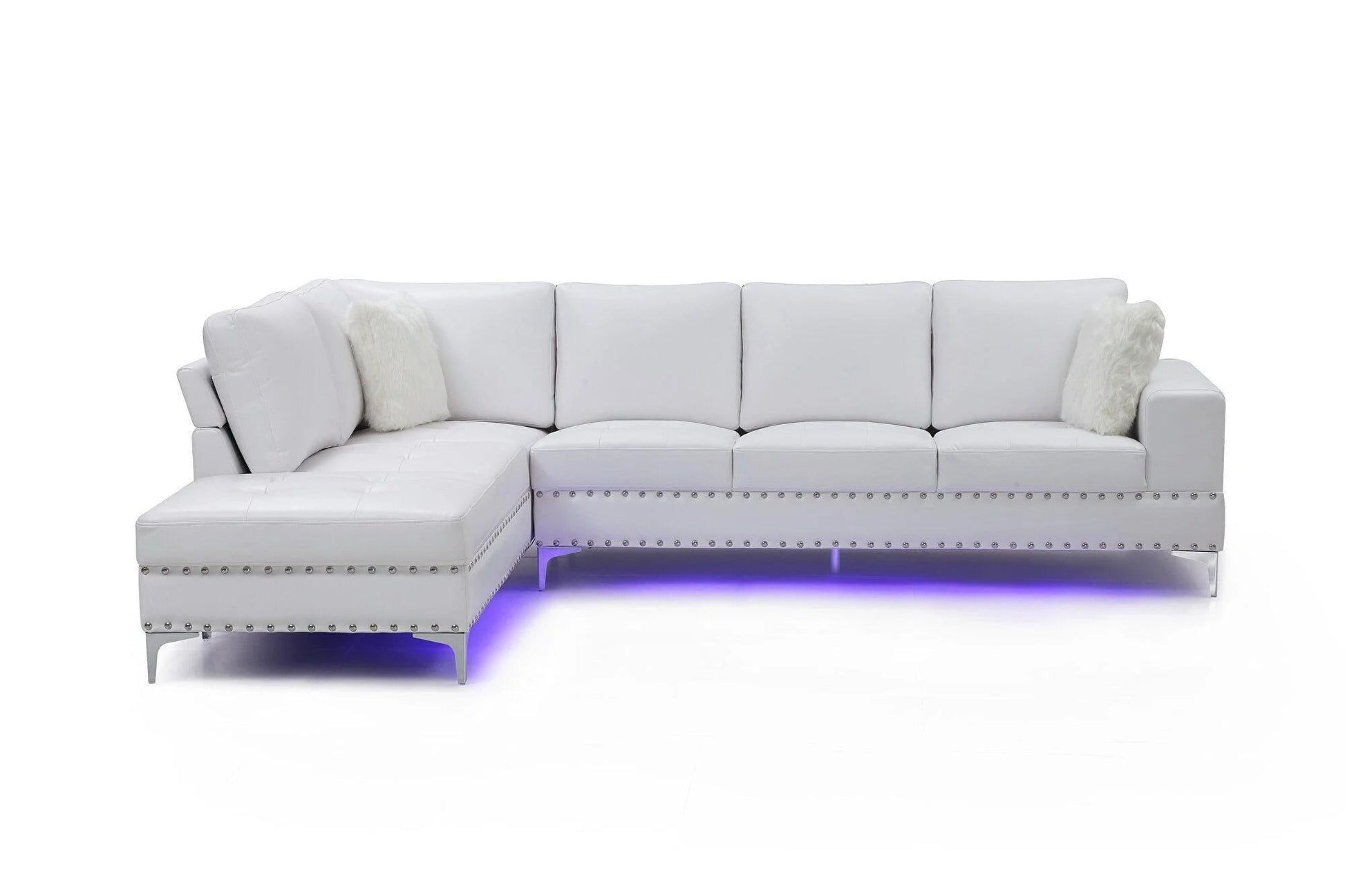 Dashiell Pure White Sectional w LED GLOBAL FURNITURE