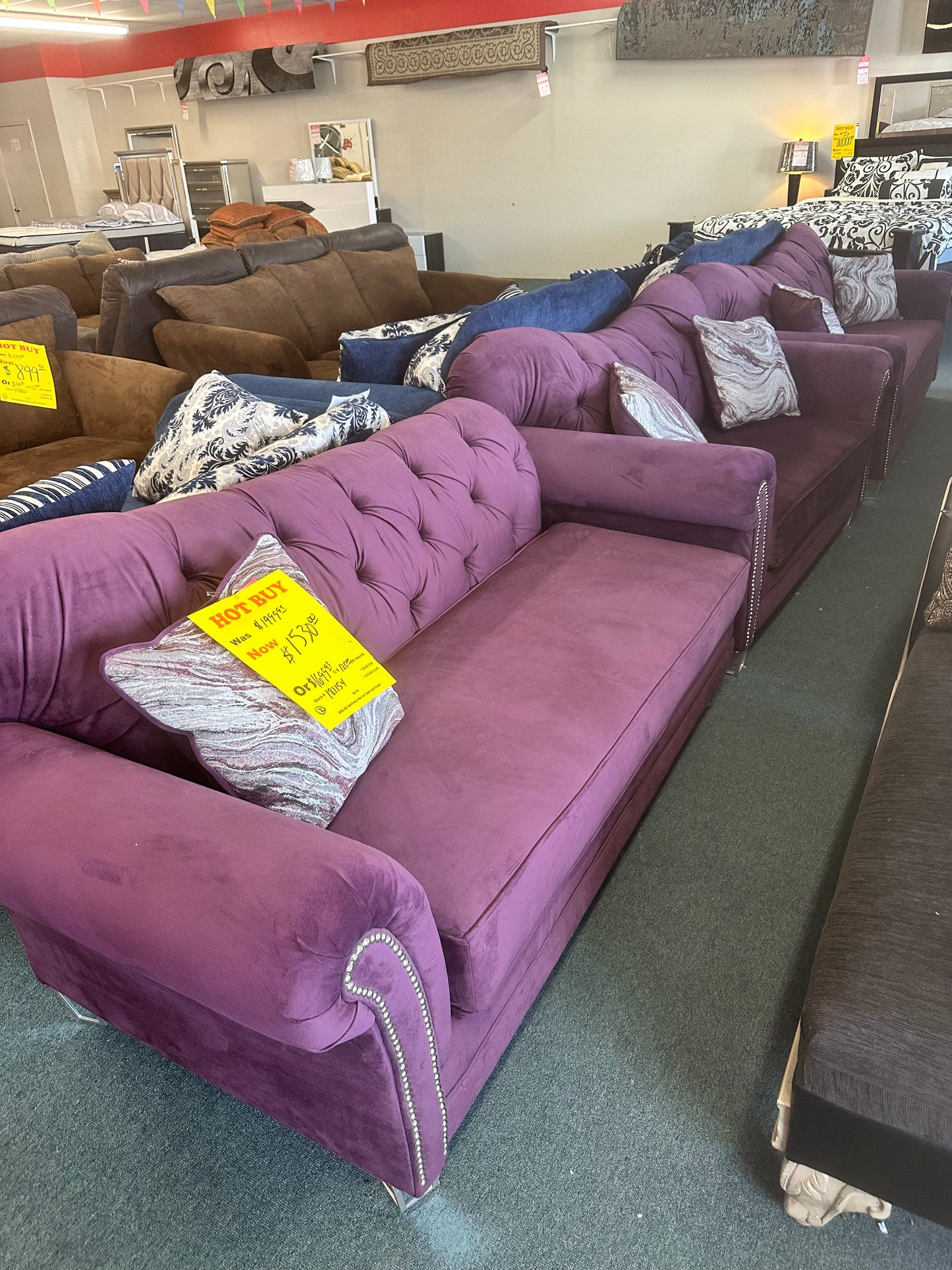 Purple Three Piece Living Room Group Hughes Furniture