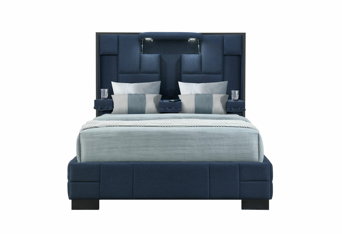 Oscar Navy Blue Bedroom Set GLOBAL FURNITURE