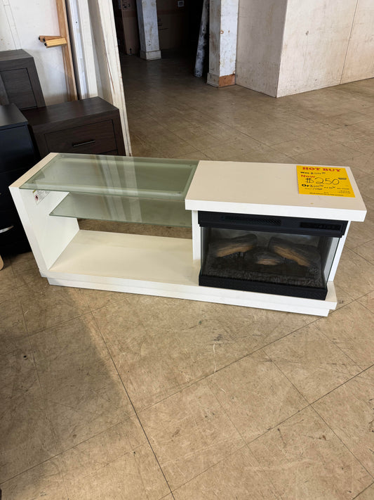 White Used TV Stand with Fireplace Trading Post