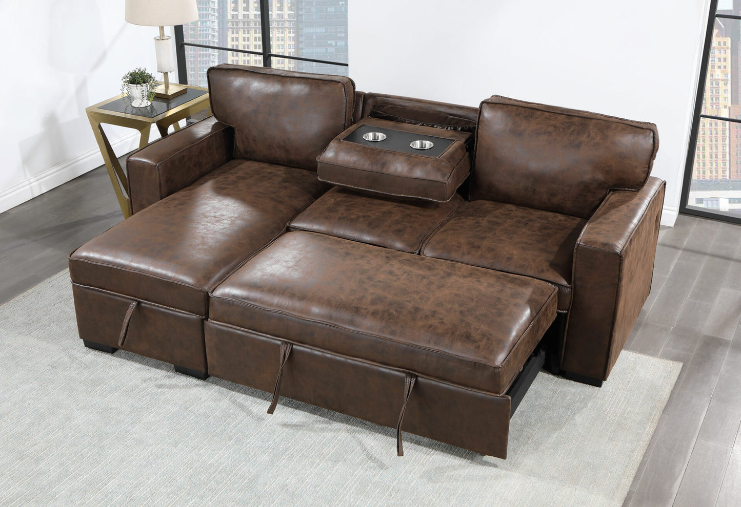 Reversible Pull Out Sofa Bed Coffee GLOBAL FURNITURE