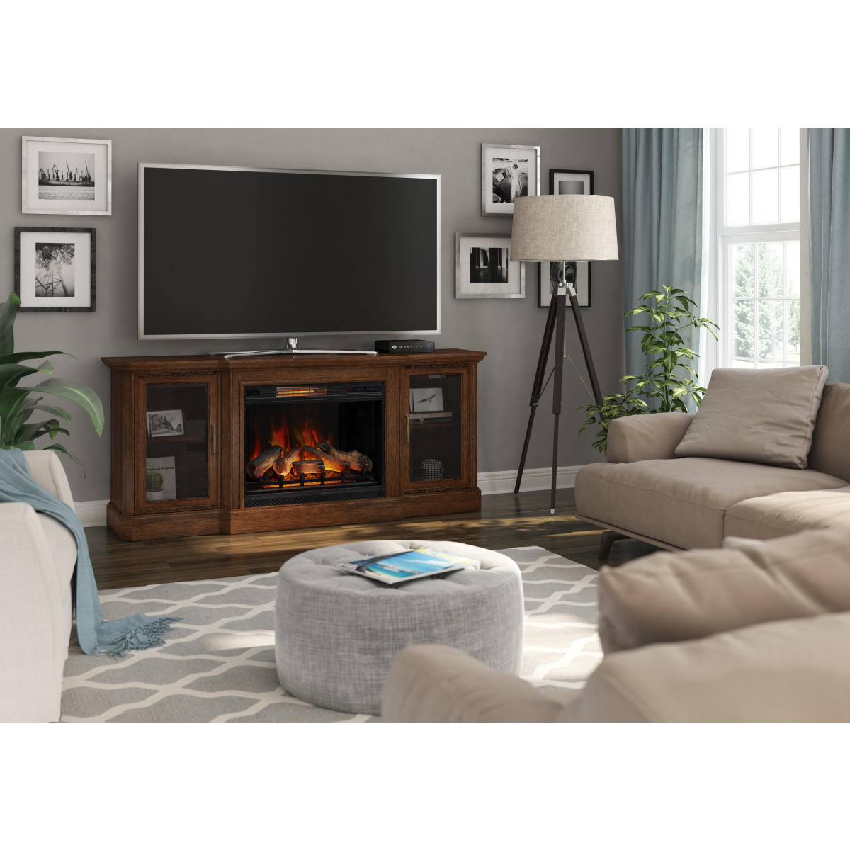 Hershel 75" Media Man TV Stand W/Fireplace Twin-Star International Inc.