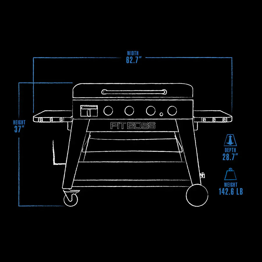 Deluxe Pitboss 4 Burner Griddle w/Shelves Pitboss