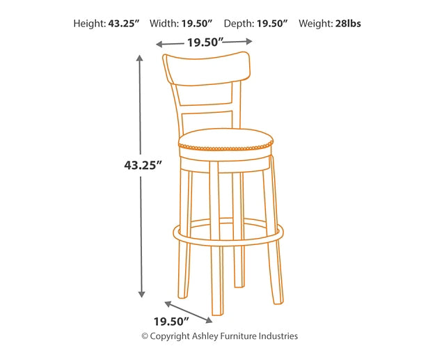 Pinnadel UPH Swivel Barstool (1/CN) Signature Design by Ashley®