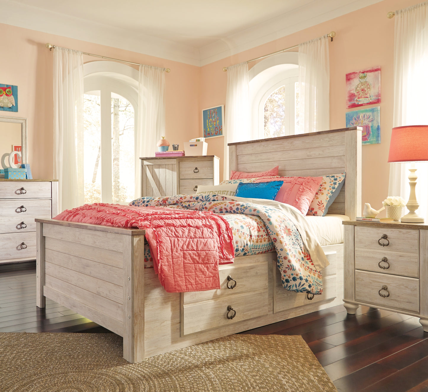 Willowton  Panel Bed With 2 Storage Drawers Signature Design by Ashley®