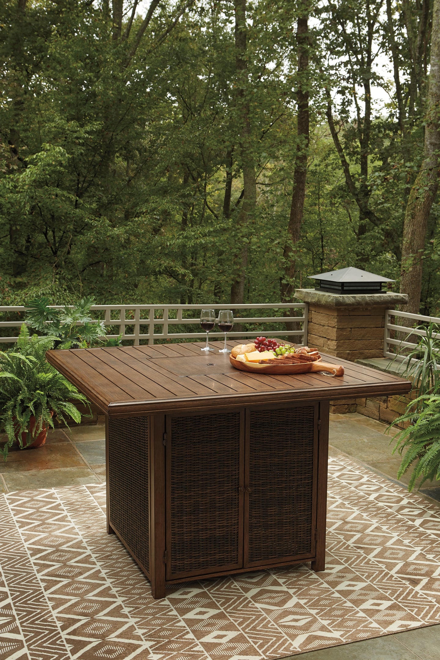 Paradise Trail Square Bar Table w/Fire Pit Signature Design by Ashley®