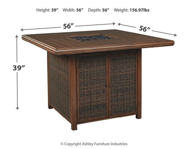 Paradise Trail Square Bar Table w/Fire Pit Signature Design by Ashley®