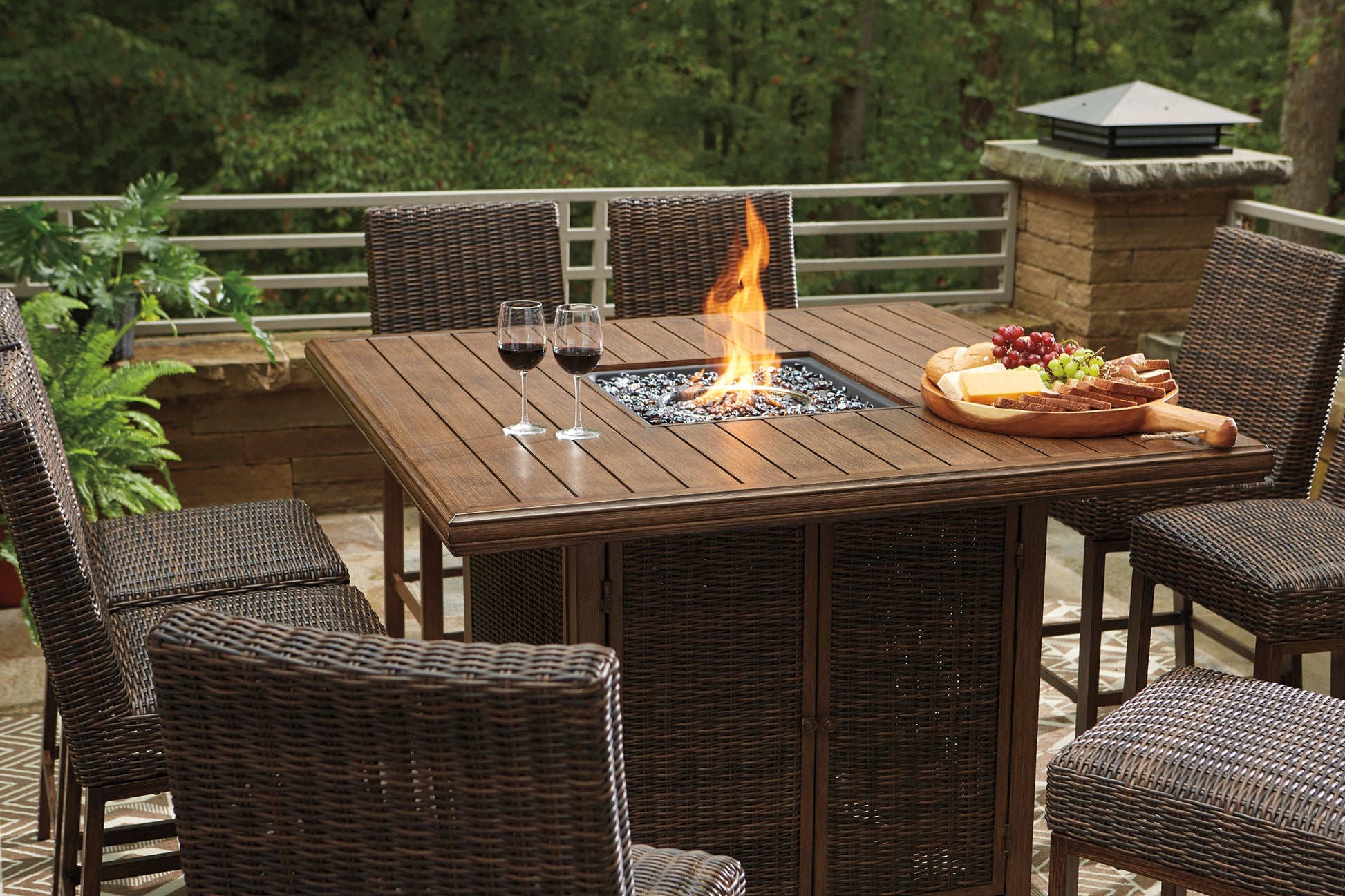 Paradise Trail Square Bar Table w/Fire Pit Signature Design by Ashley®