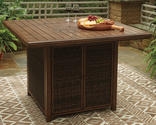 Paradise Trail Square Bar Table w/Fire Pit Signature Design by Ashley®