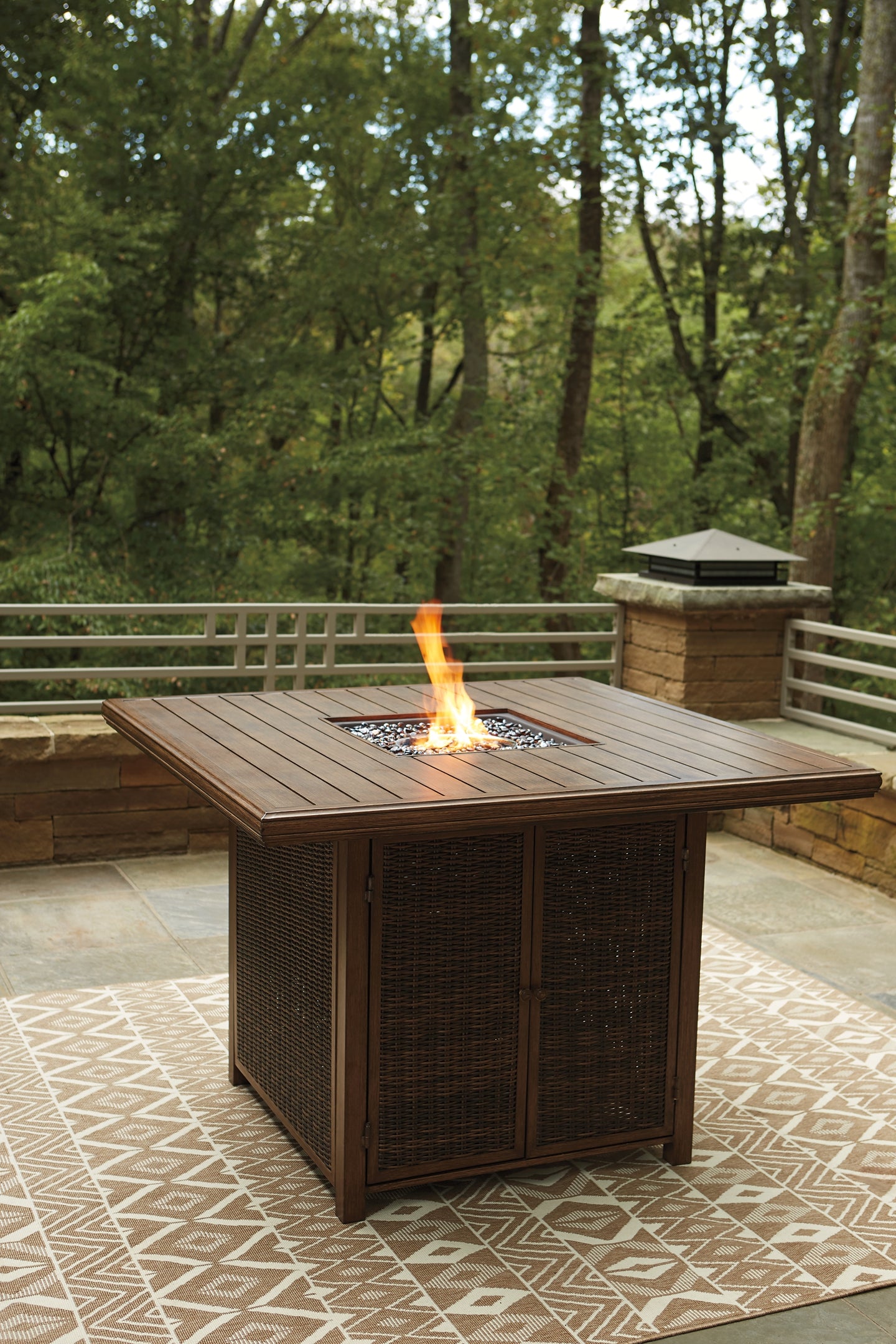 Paradise Trail Square Bar Table w/Fire Pit Signature Design by Ashley®