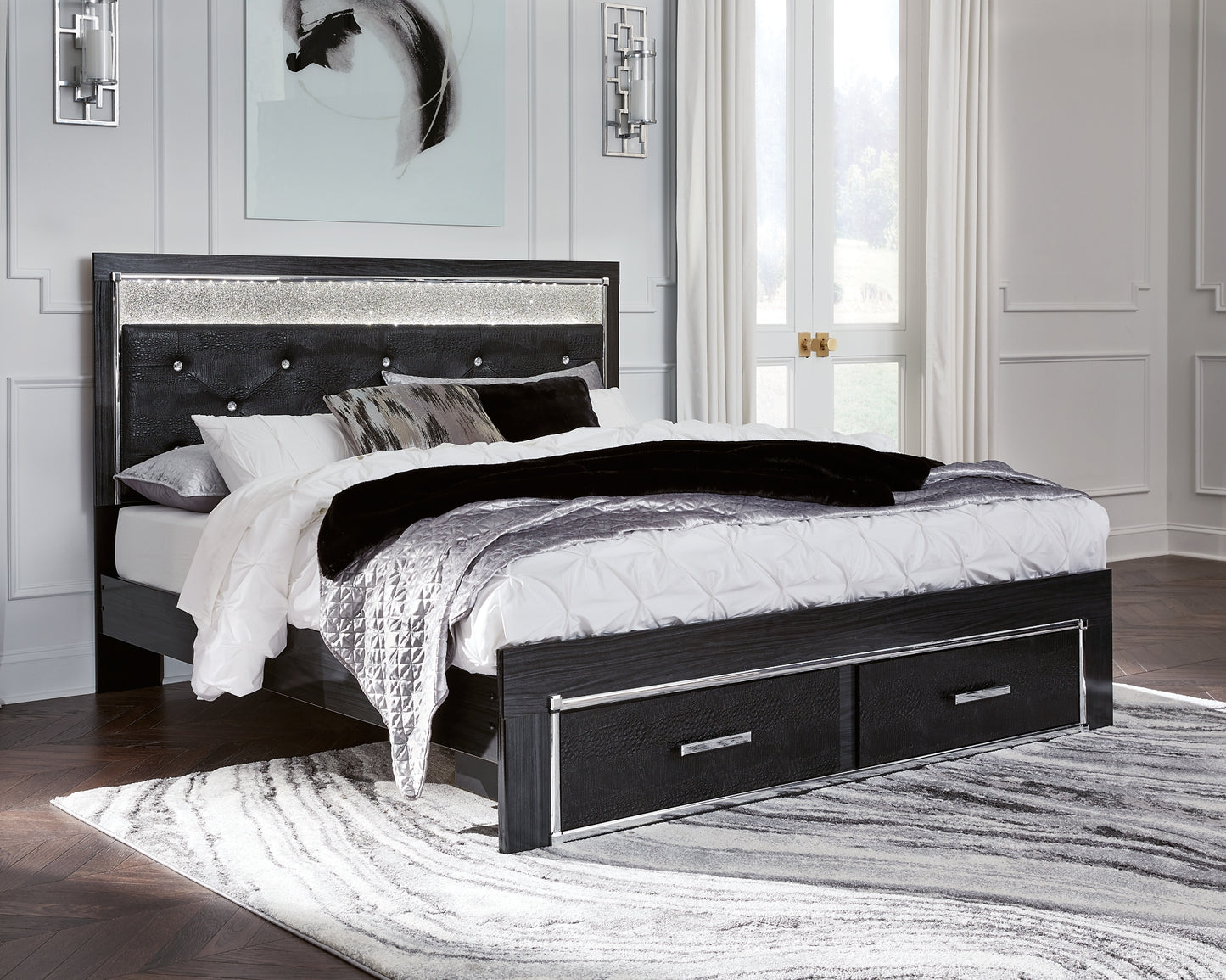 Kaydell  Upholstered Panel Storage Platform Bed Signature Design by Ashley®