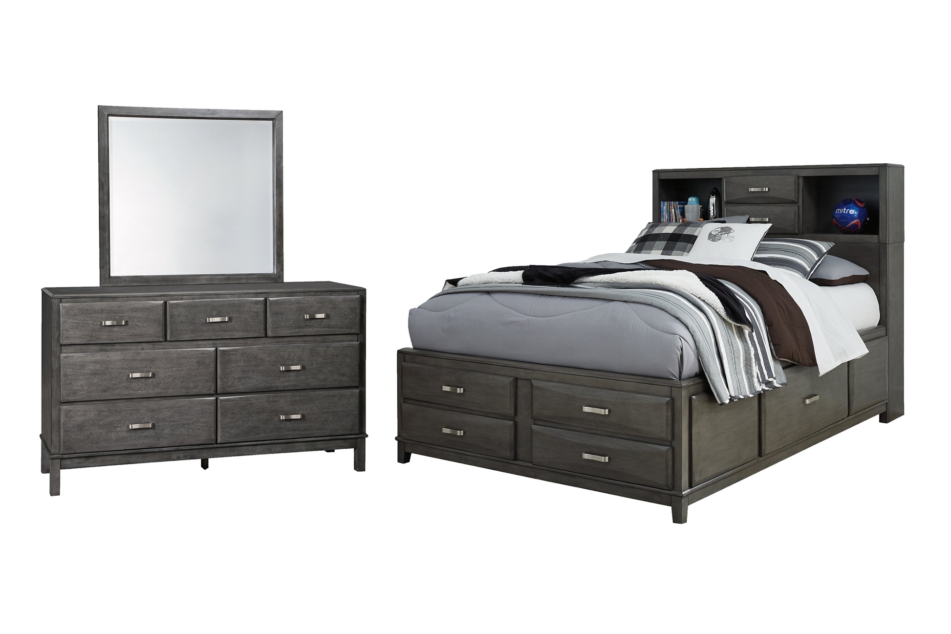 Caitbrook  Storage Bed With 8 Storage Drawers With Mirrored Dresser Signature Design by Ashley®