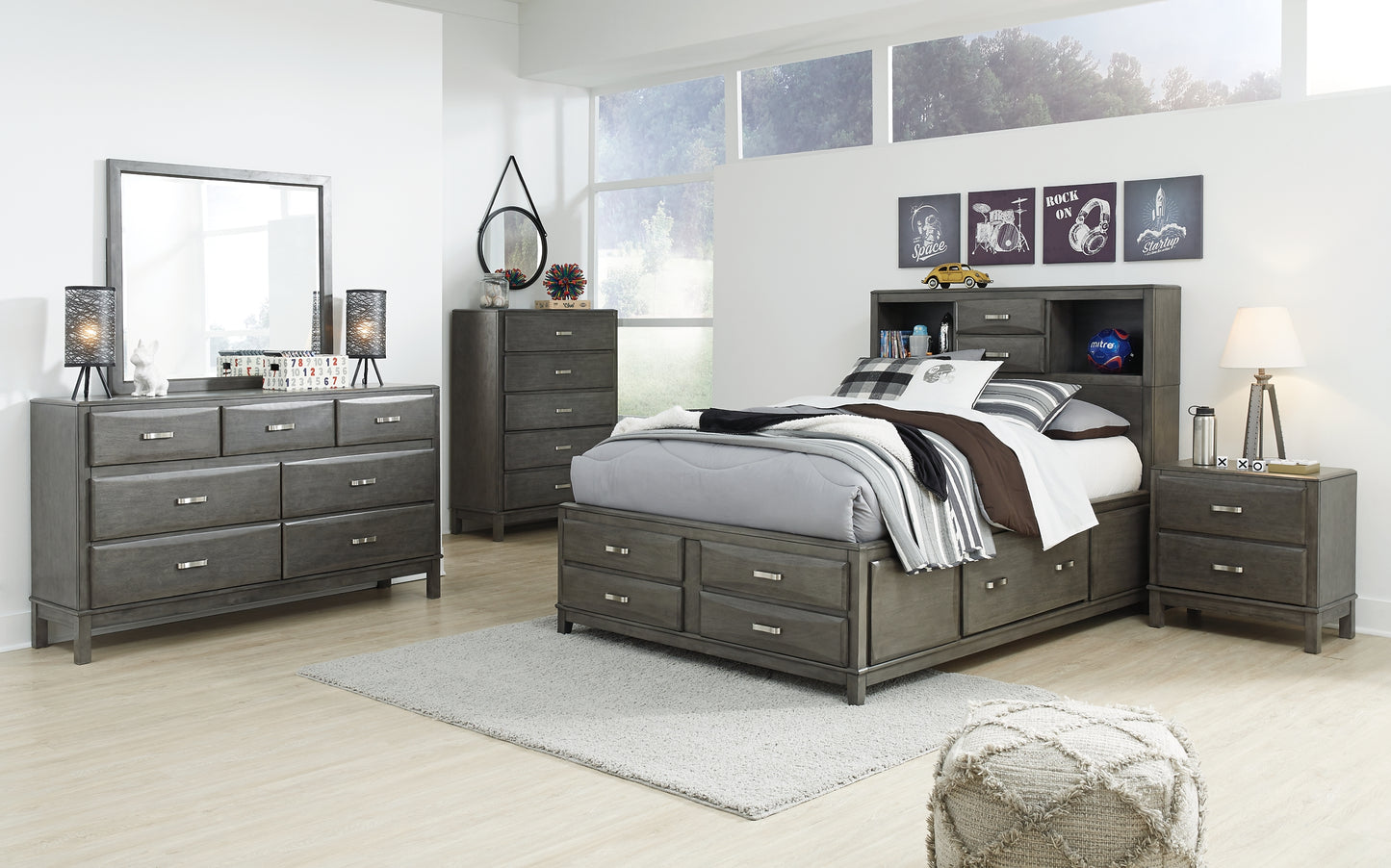 Caitbrook  Storage Bed With 8 Storage Drawers With Mirrored Dresser Signature Design by Ashley®