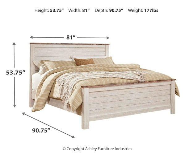 Willowton  Panel Bed With Mirrored Dresser, Chest And Nightstand Signature Design by Ashley®