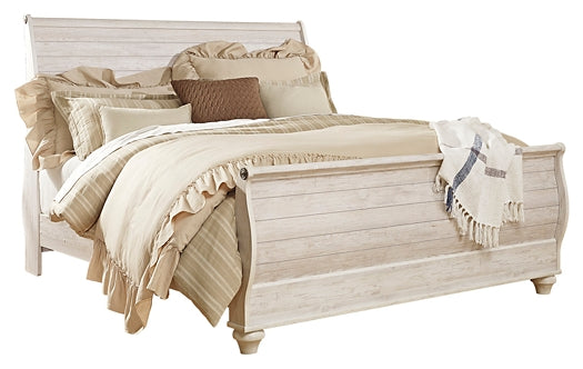 Willowton  Sleigh Bed With Mirrored Dresser, Chest And Nightstand Signature Design by Ashley®