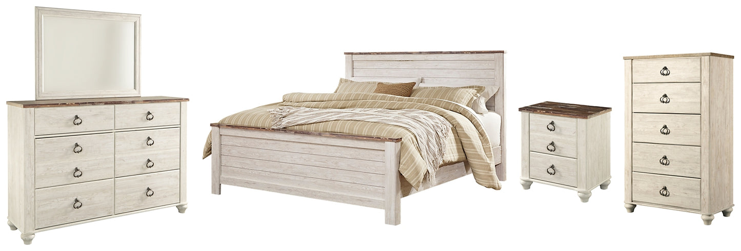 Willowton  Panel Bed With Mirrored Dresser, Chest And Nightstand Signature Design by Ashley®