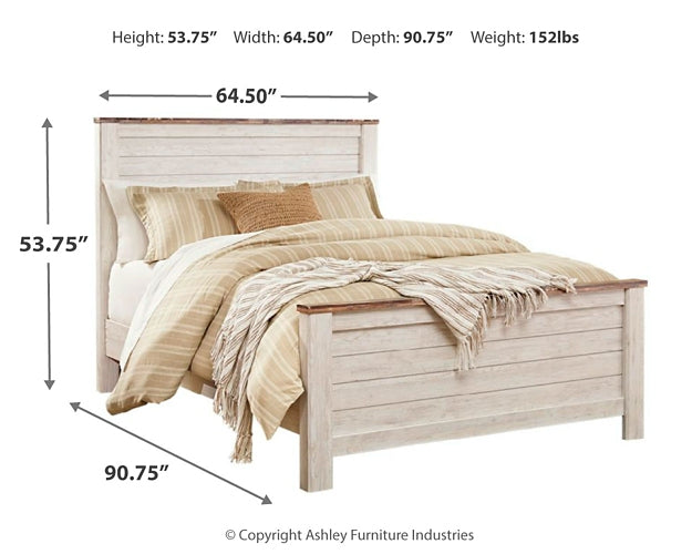 Willowton  Panel Bed With Mirrored Dresser, Chest And Nightstand Signature Design by Ashley®