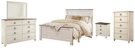 Willowton  Panel Bed With Mirrored Dresser, Chest And Nightstand Signature Design by Ashley®