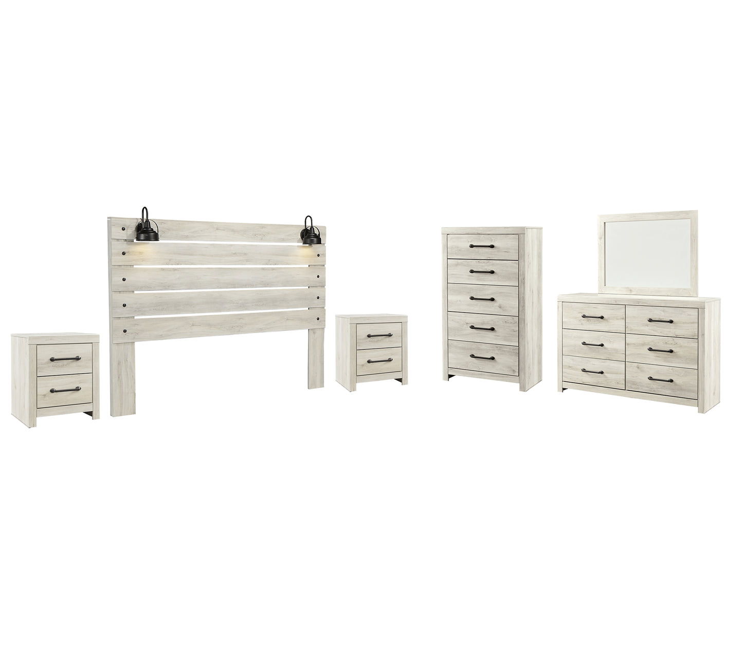 Cambeck  Panel Headboard With Mirrored Dresser, Chest And 2 Nightstands Signature Design by Ashley®