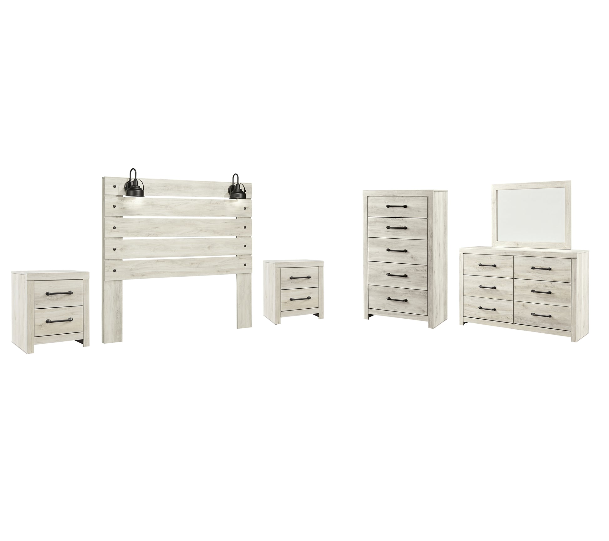 Cambeck  Panel Headboard With Mirrored Dresser, Chest And 2 Nightstands Signature Design by Ashley®