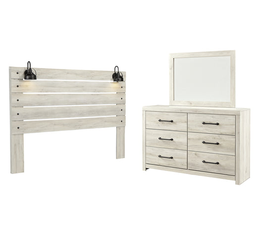 Cambeck  Panel Headboard With Mirrored Dresser Signature Design by Ashley®