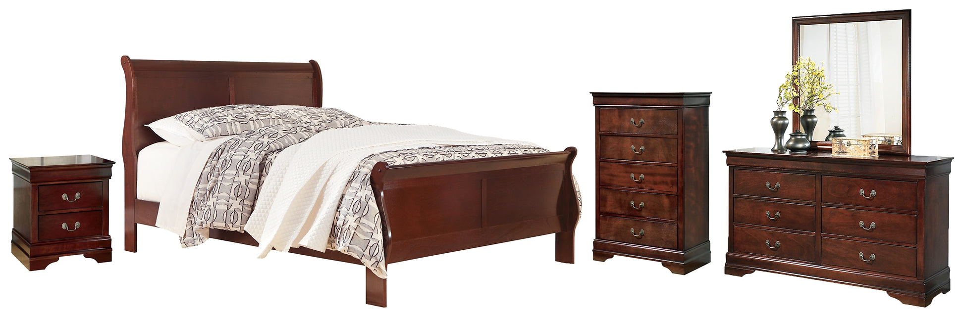 Alisdair  Sleigh Bed With Mirrored Dresser, Chest And Nightstand Signature Design by Ashley®