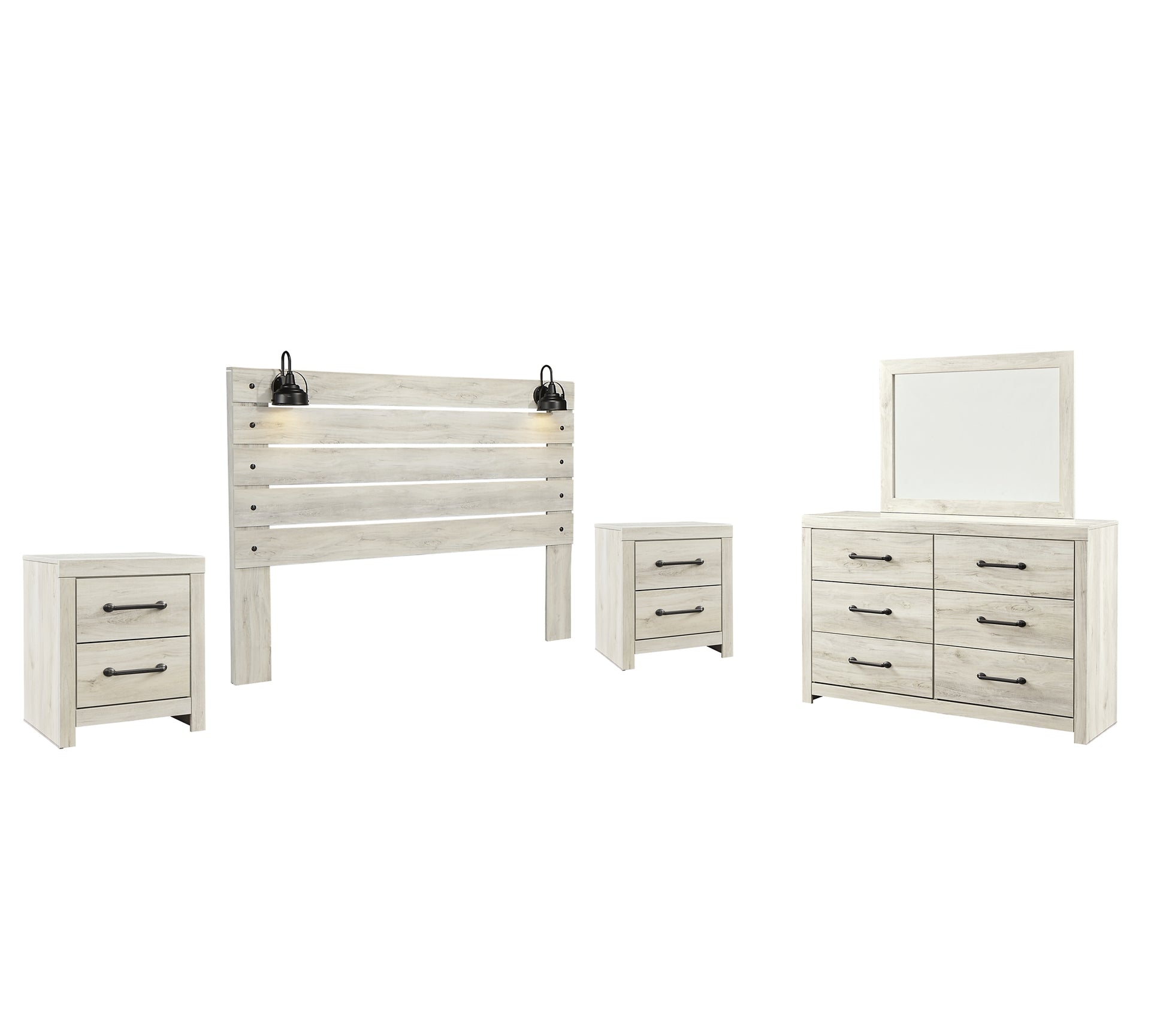 Cambeck  Panel Headboard With Mirrored Dresser And 2 Nightstands Signature Design by Ashley®