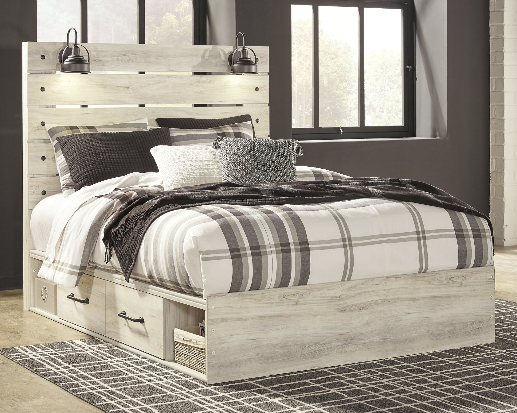 Cambeck  Panel Bed With 2 Storage Drawers With Mirrored Dresser And 2 Nightstands Signature Design by Ashley®