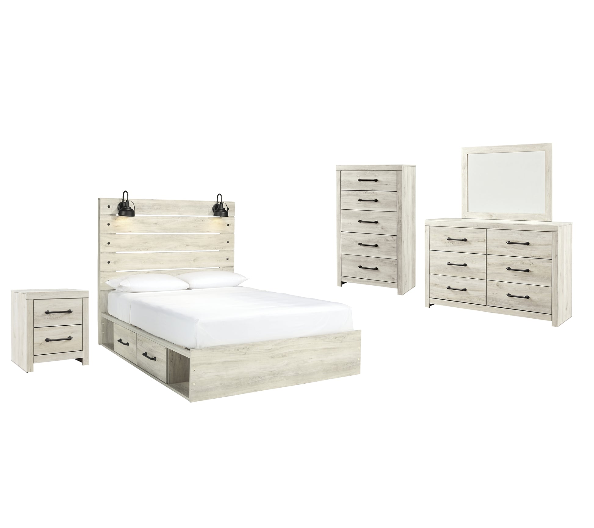 Cambeck  Panel Bed With 2 Storage Drawers With Mirrored Dresser, Chest And Nightstand Signature Design by Ashley®