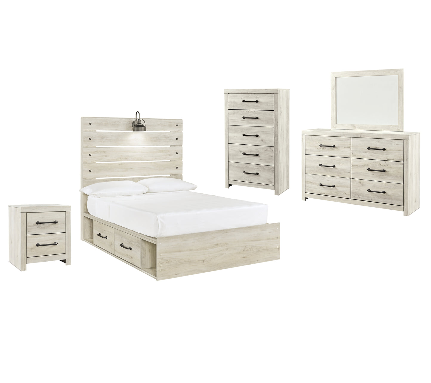 Cambeck  Panel Bed With 2 Storage Drawers With Mirrored Dresser, Chest And Nightstand Signature Design by Ashley®