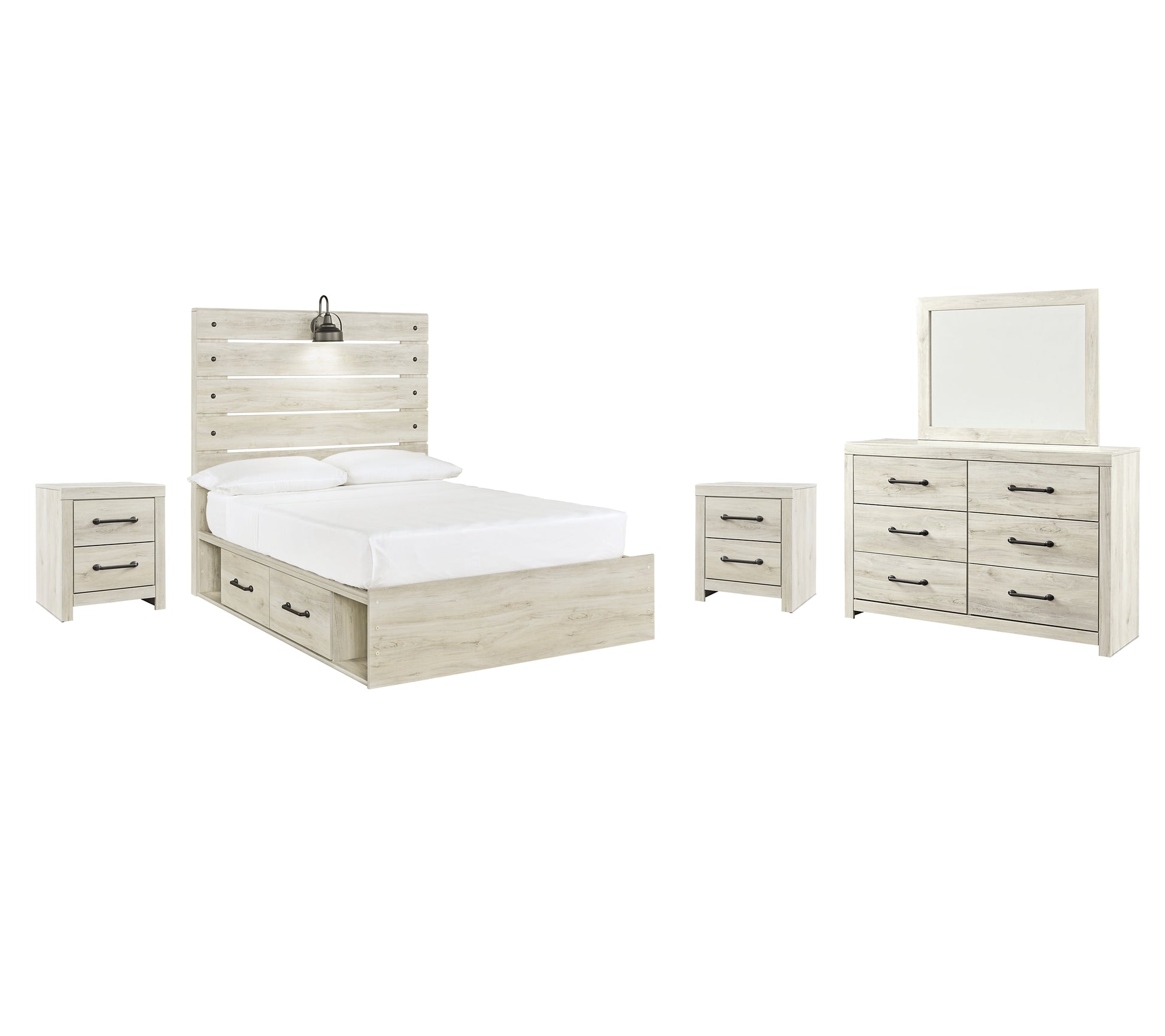 Cambeck  Panel Bed With 2 Storage Drawers With Mirrored Dresser And 2 Nightstands Signature Design by Ashley®