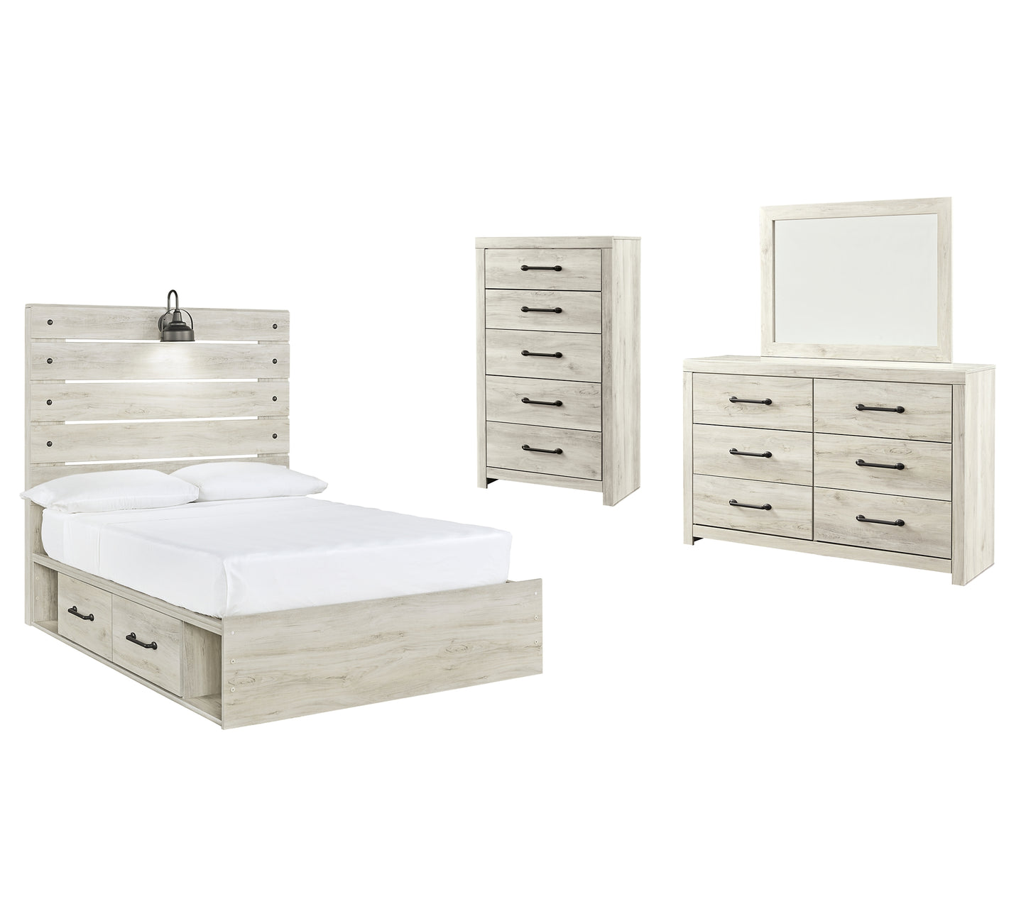 Cambeck  Panel Bed With 2 Storage Drawers With Mirrored Dresser And Chest Signature Design by Ashley®