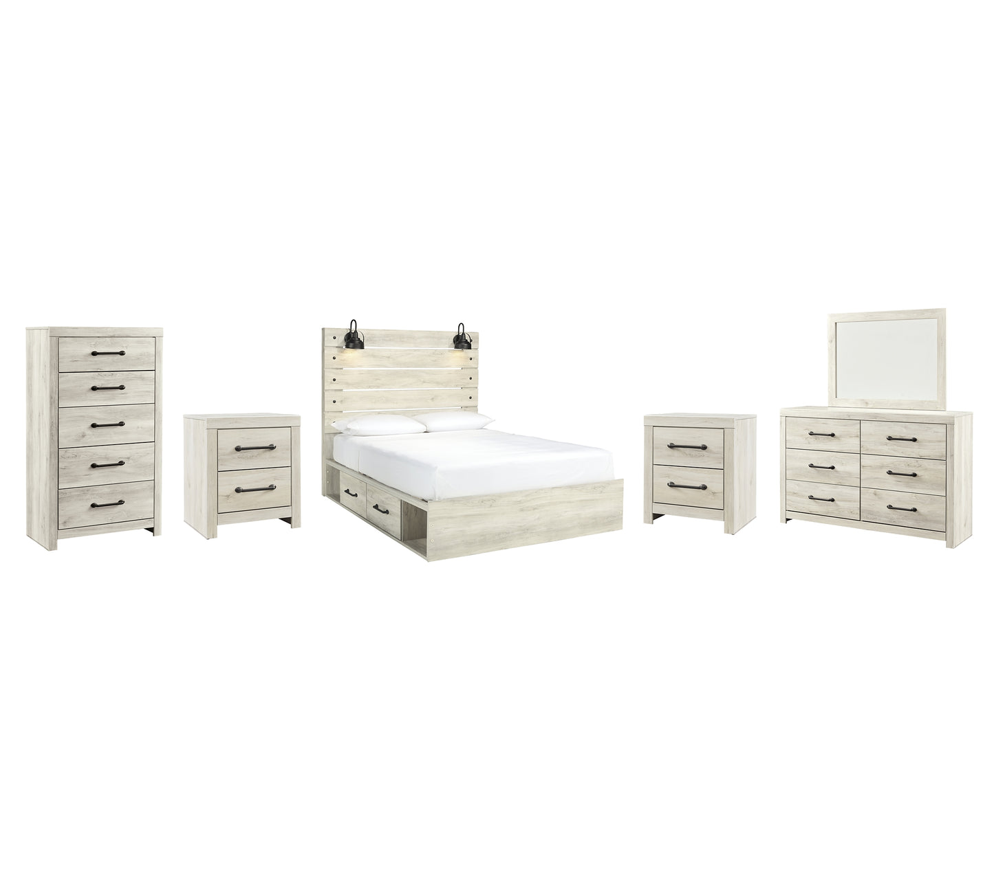 Cambeck  Panel Bed With 2 Storage Drawers With Mirrored Dresser, Chest And 2 Nightstands Signature Design by Ashley®