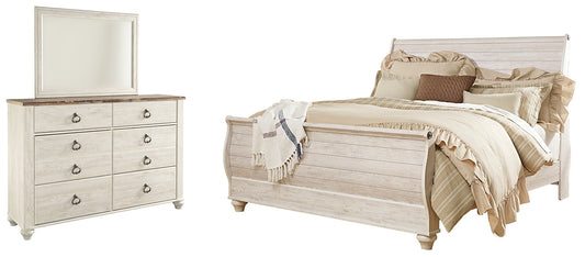 Willowton  Sleigh Bed With Mirrored Dresser Signature Design by Ashley®