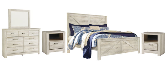 Bellaby  Crossbuck Panel Bed With Mirrored Dresser And 2 Nightstands Signature Design by Ashley®