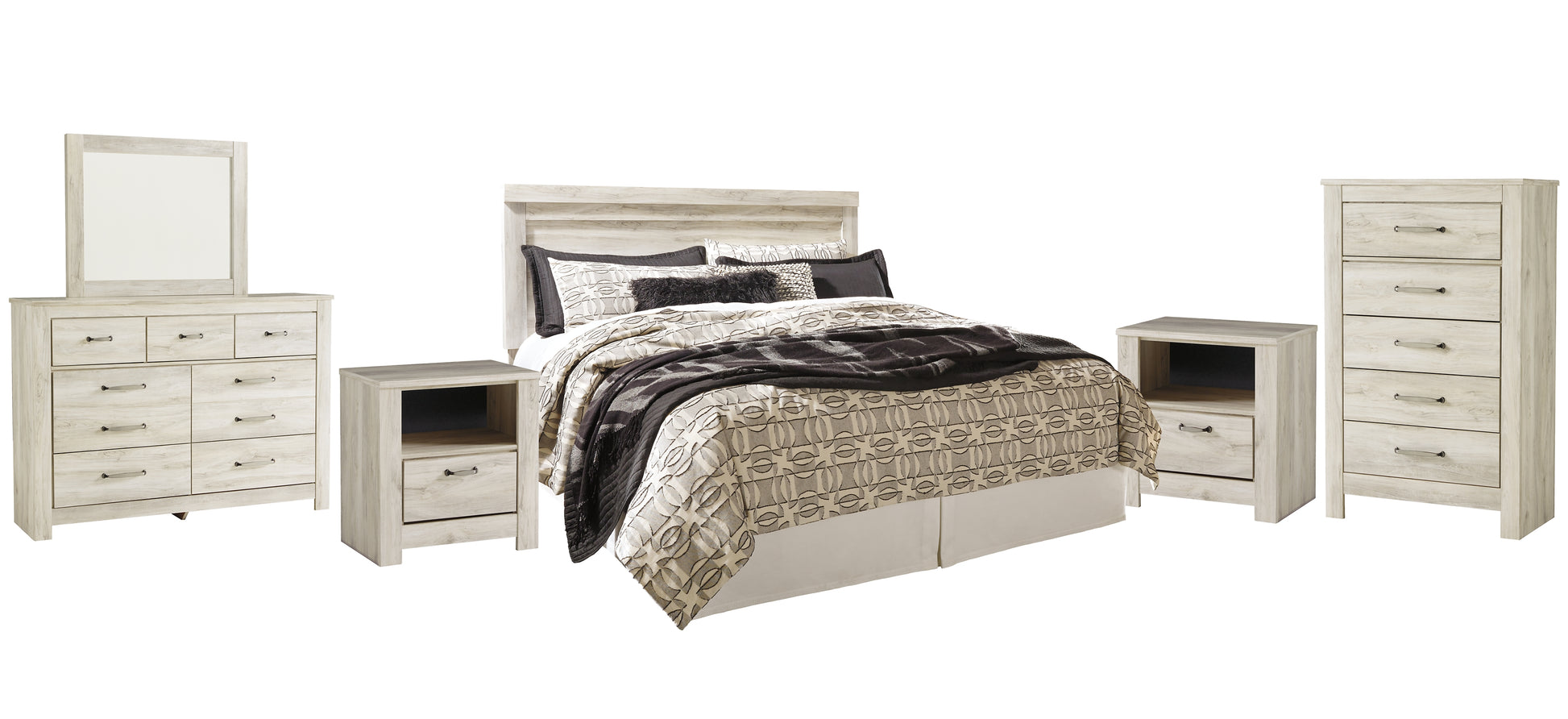 Bellaby  Panel Headboard With Mirrored Dresser, Chest And 2 Nightstands Signature Design by Ashley®