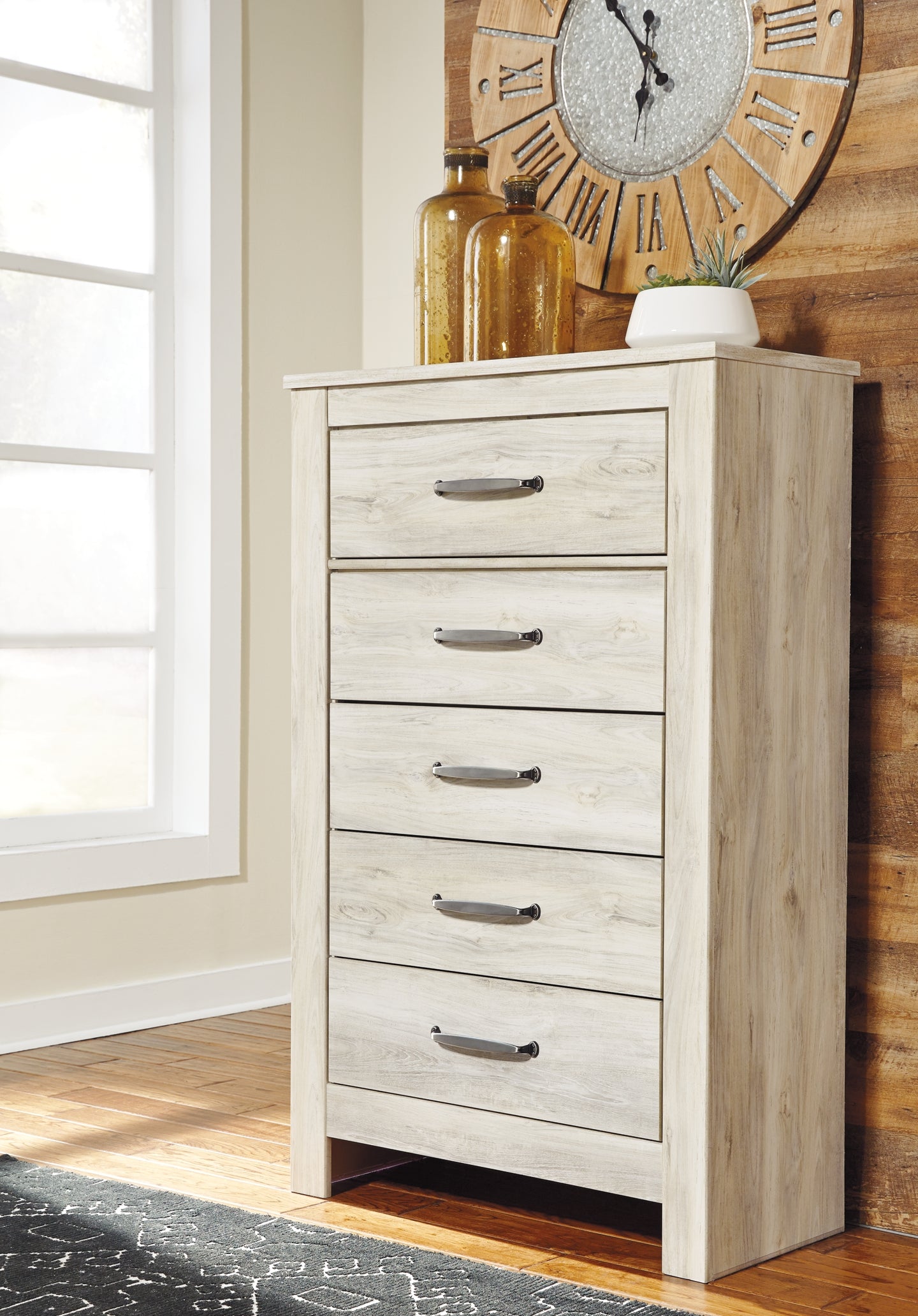 Bellaby  Panel Headboard With Mirrored Dresser And Chest Signature Design by Ashley®