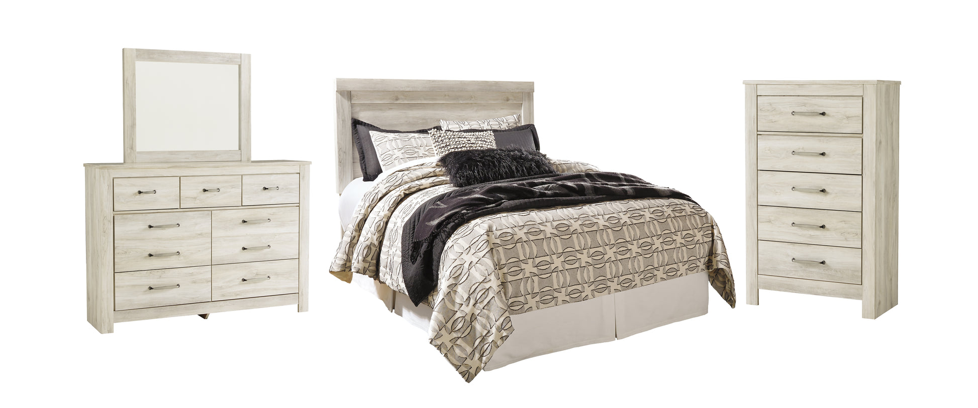 Bellaby  Panel Headboard With Mirrored Dresser And Chest Signature Design by Ashley®