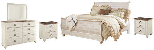 Willowton  Sleigh Bed With Mirrored Dresser And 2 Nightstands Signature Design by Ashley®