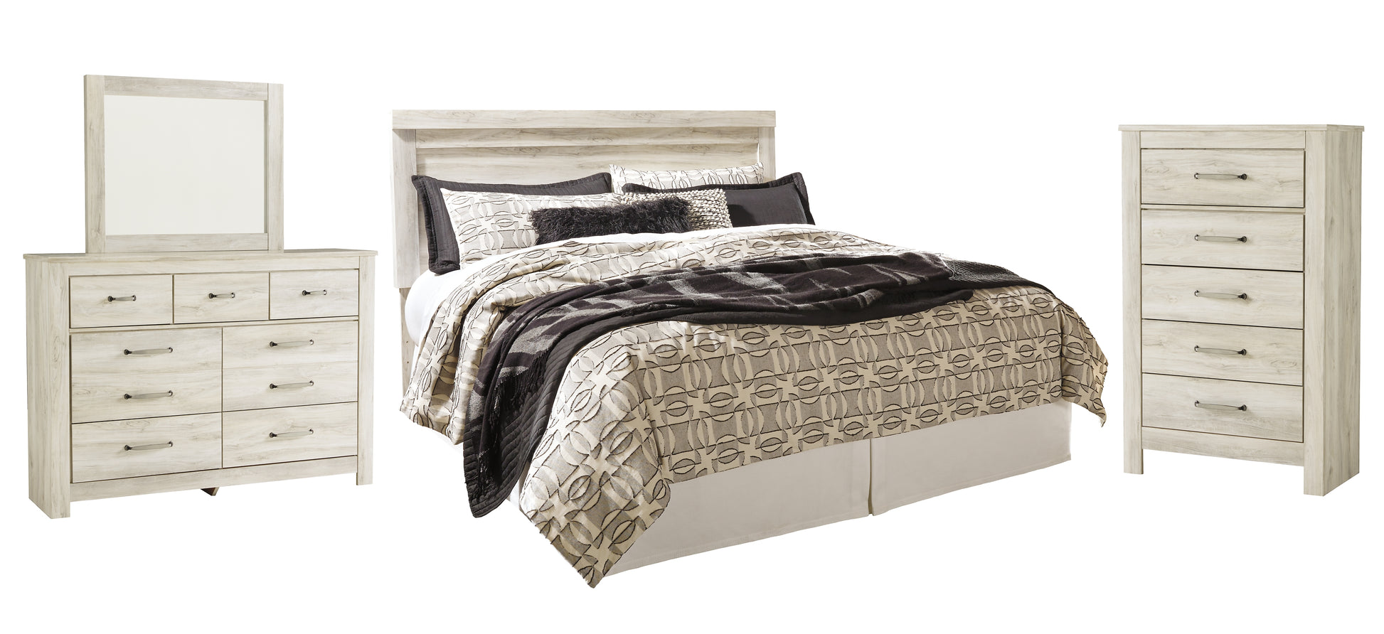 Bellaby  Panel Headboard With Mirrored Dresser And Chest Signature Design by Ashley®