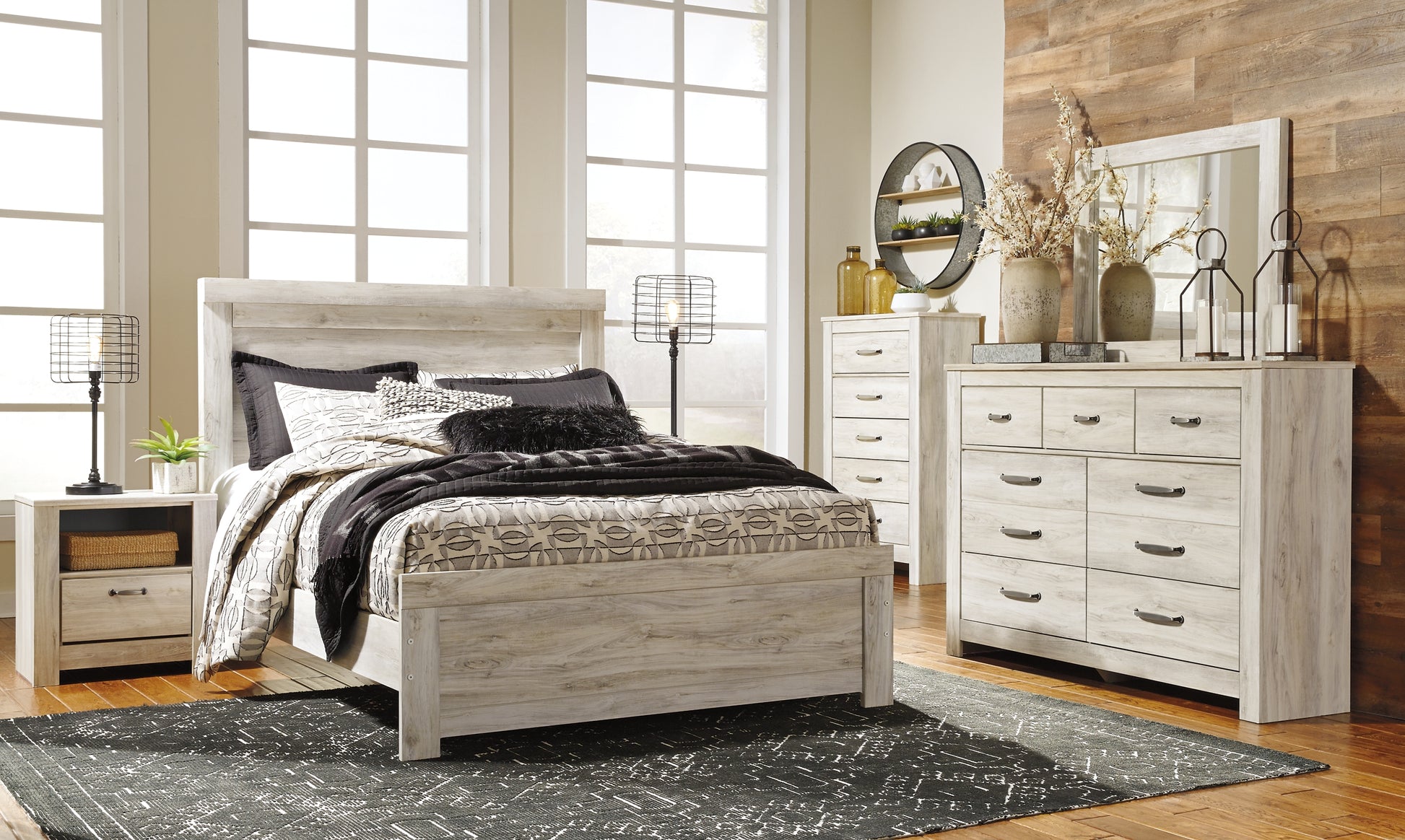 Bellaby  Panel Bed With Mirrored Dresser, Chest And Nightstand Signature Design by Ashley®