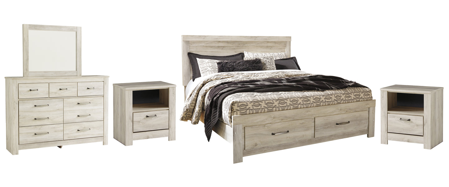 Bellaby  Platform Bed With 2 Storage Drawers With Mirrored Dresser And 2 Nightstands Signature Design by Ashley®