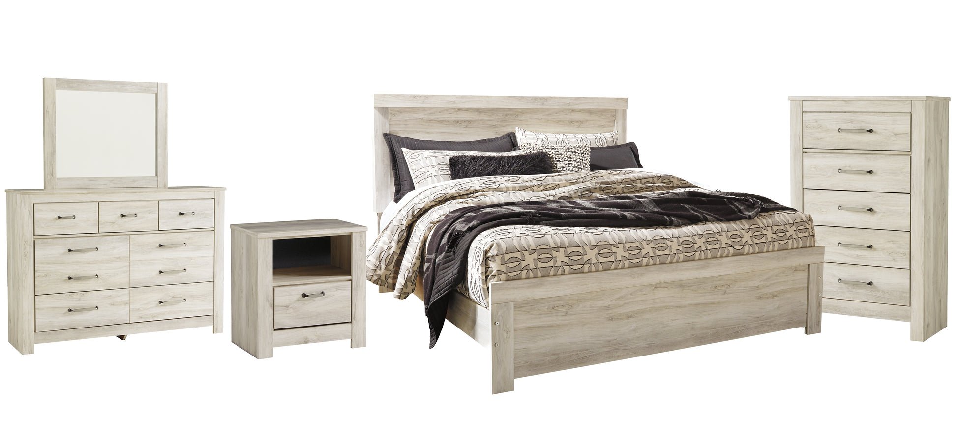 Bellaby  Panel Bed With Mirrored Dresser, Chest And Nightstand Signature Design by Ashley®