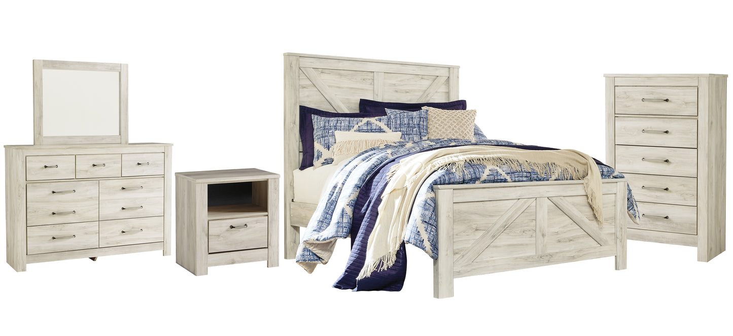 Bellaby  Crossbuck Panel Bed With Mirrored Dresser, Chest And Nightstand Signature Design by Ashley®