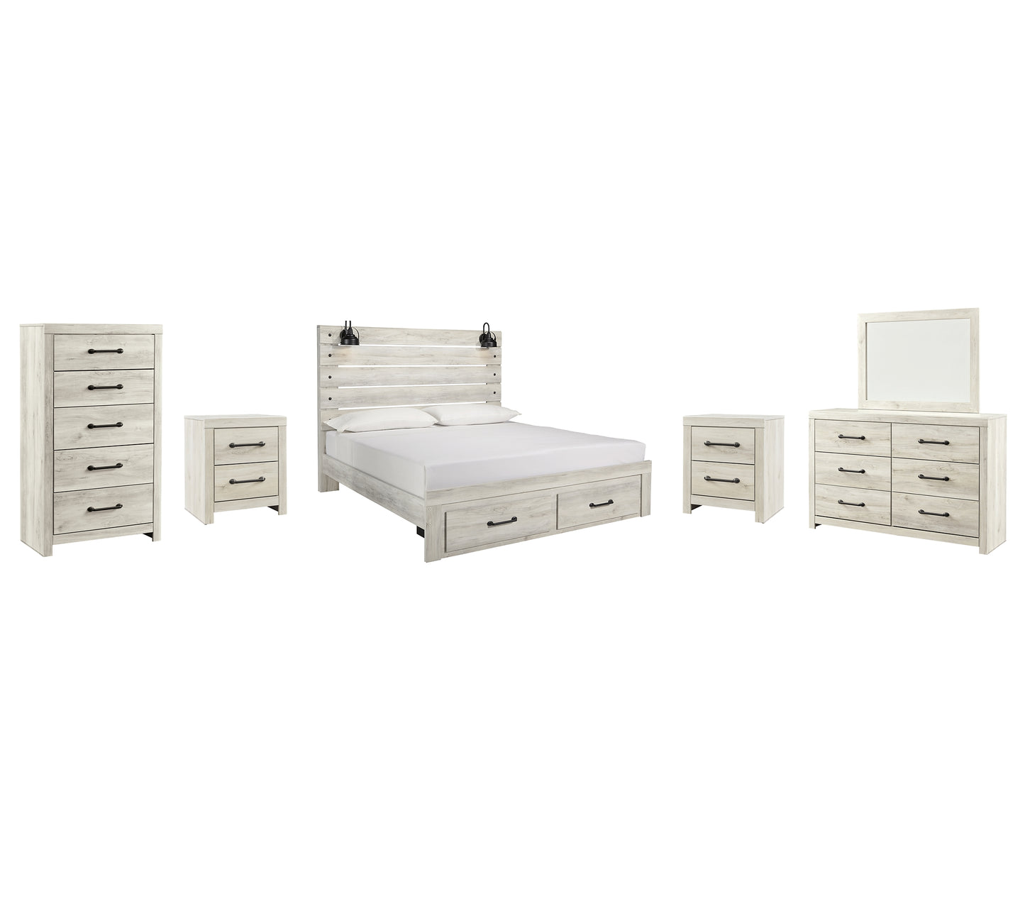 Cambeck  Panel Bed With 2 Storage Drawers With Mirrored Dresser, Chest And 2 Nightstands Signature Design by Ashley®