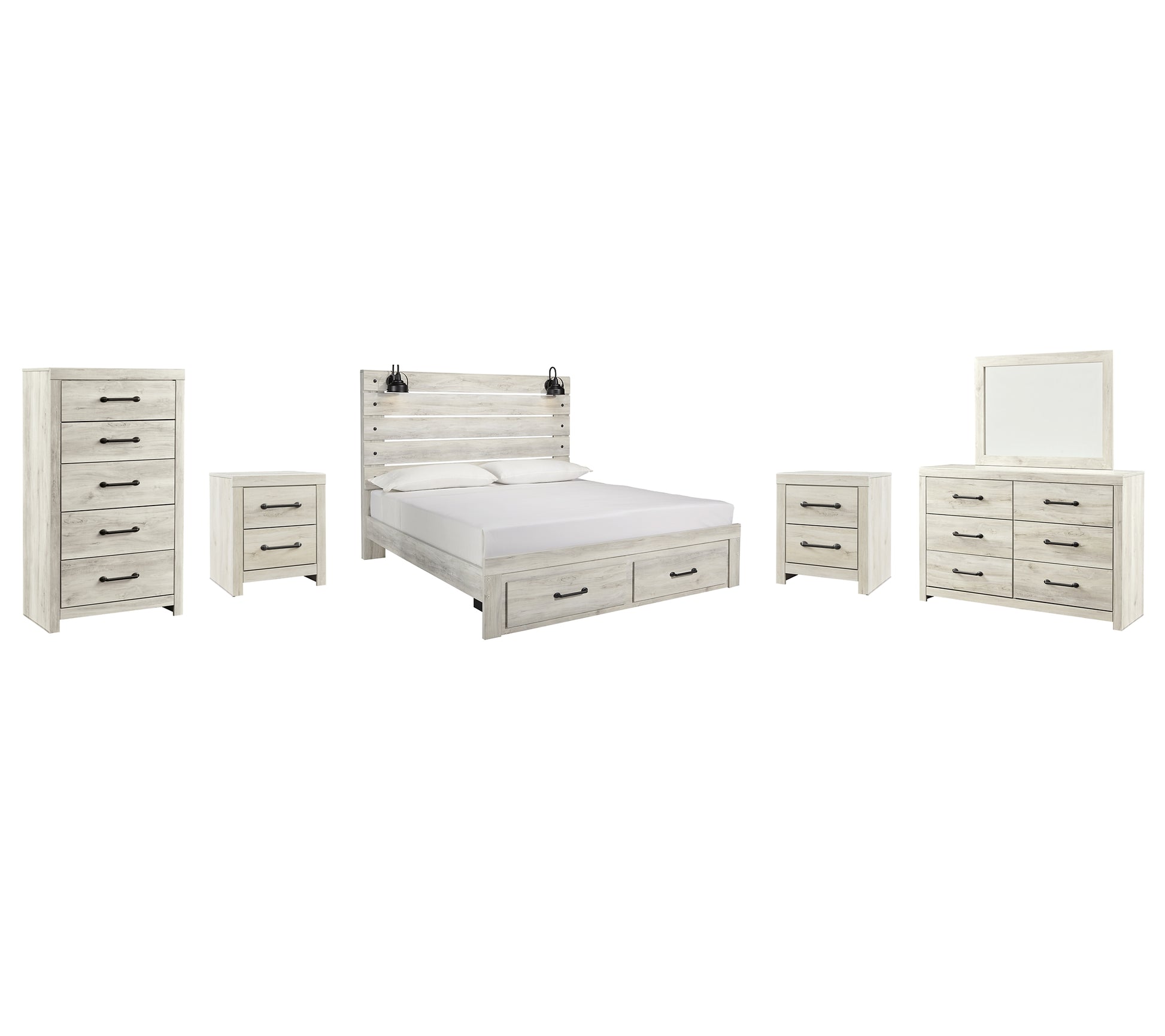 Cambeck  Panel Bed With 2 Storage Drawers With Mirrored Dresser, Chest And 2 Nightstands Signature Design by Ashley®