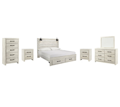 Cambeck  Panel Bed With 2 Storage Drawers With Mirrored Dresser, Chest And 2 Nightstands Signature Design by Ashley®