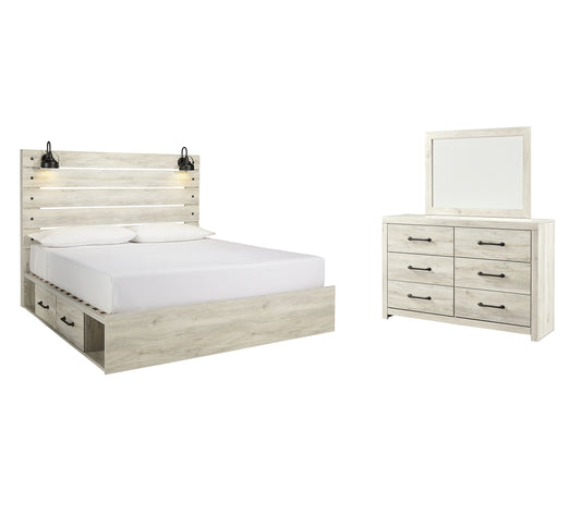 Cambeck  Panel Bed With 4 Storage Drawers With Mirrored Dresser Signature Design by Ashley®