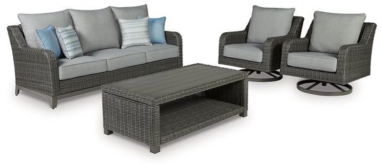 Elite Park Outdoor Sofa and 2 Chairs with Coffee Table Signature Design by Ashley®